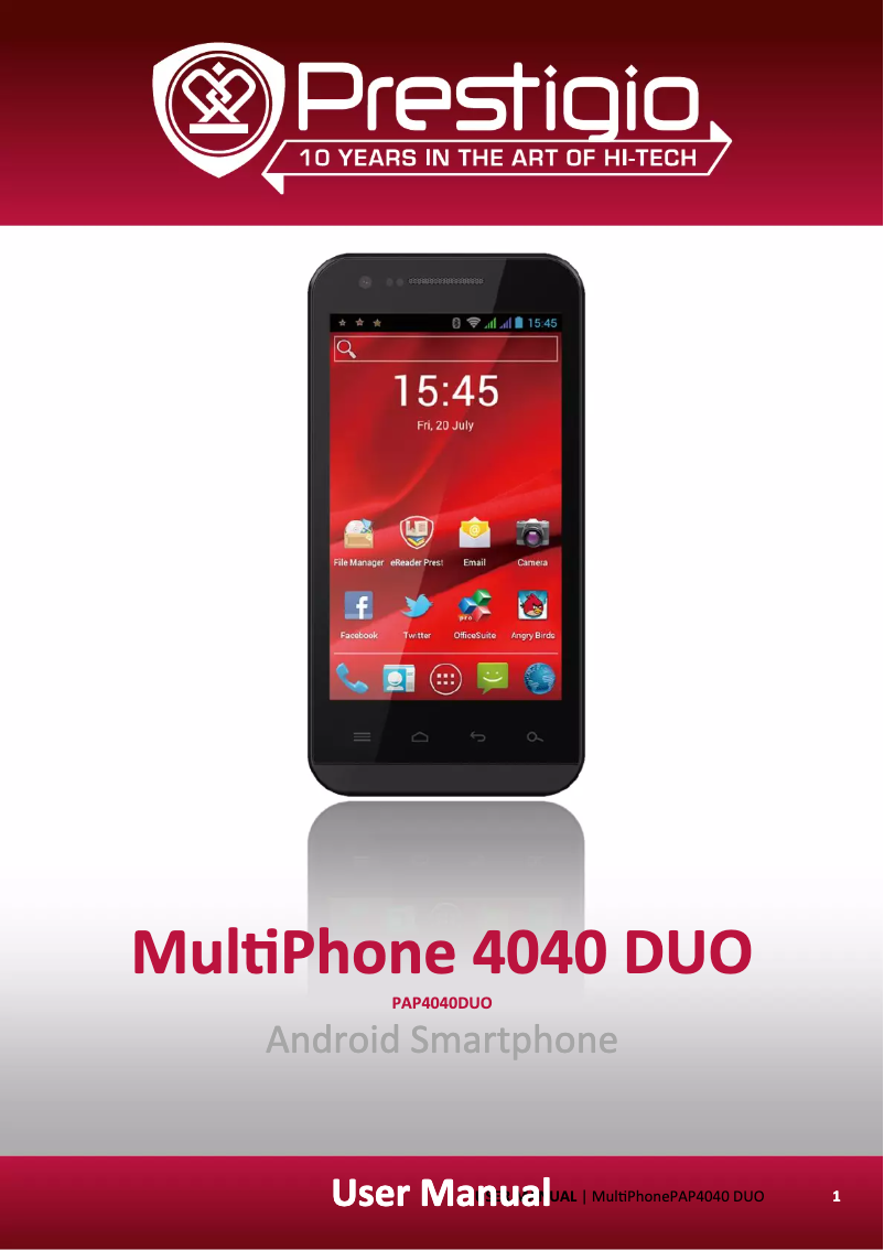 Page 1 de la notice Manuel utilisateur Prestigio MultiPhone 4040 Duo