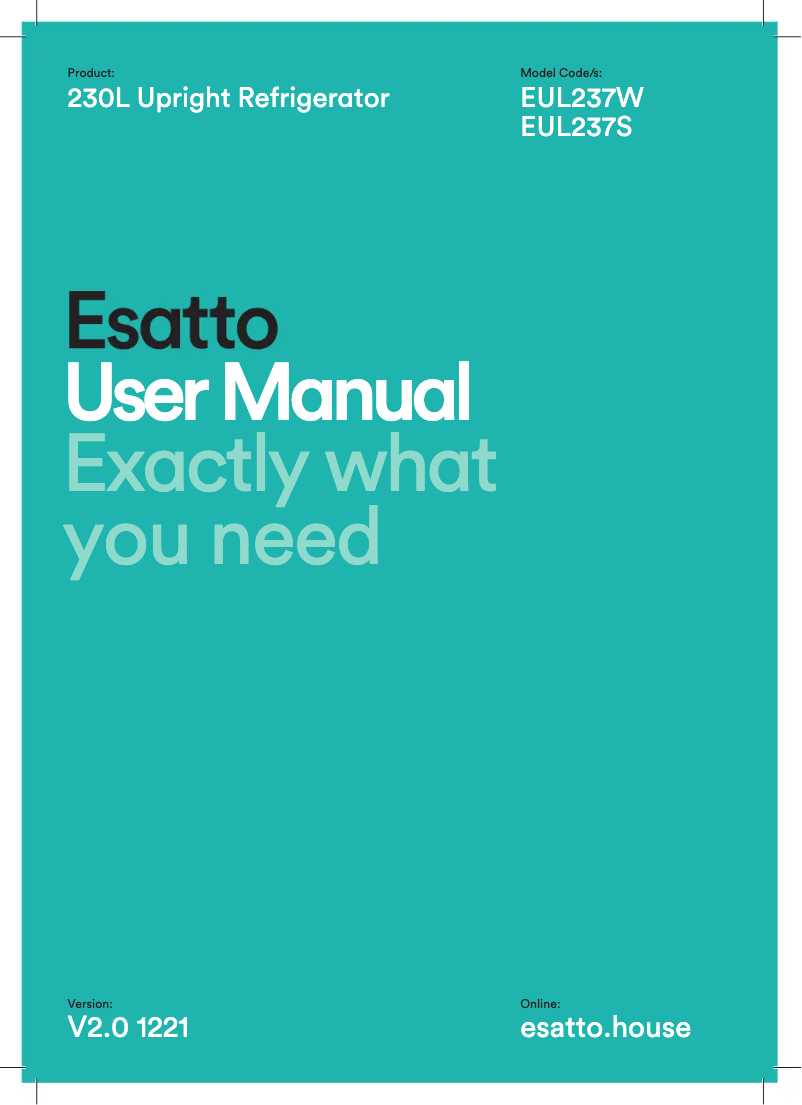 Page n°1 - Manuel utilisateur Esatto EUL237S