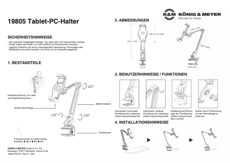 Page 1 de la notice Manuel utilisateur K&M 19805