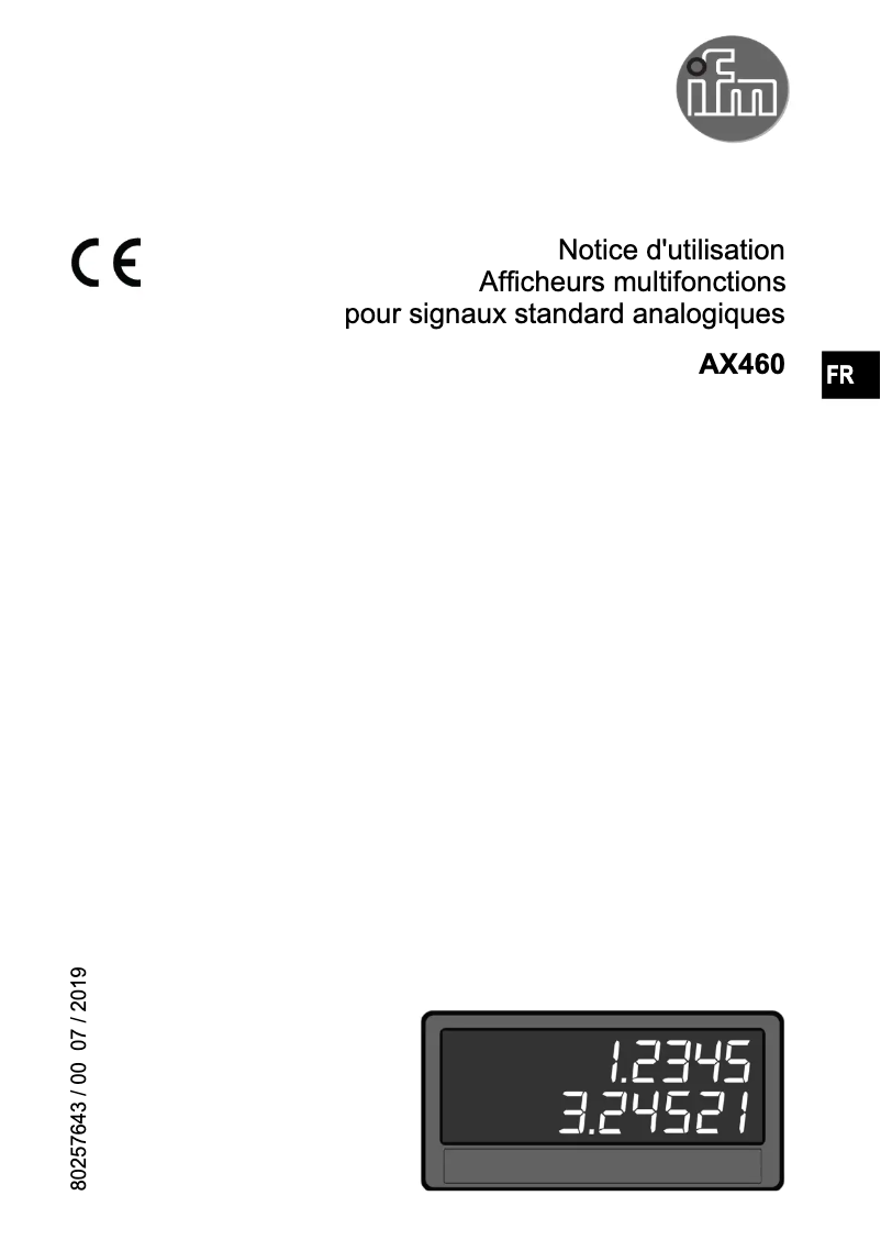 Page 1 de la notice Manuel utilisateur IFM DX2055