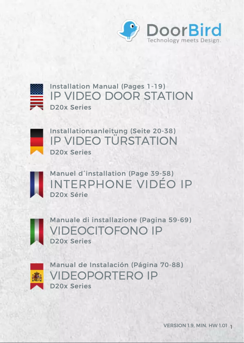 Page n°1 - Manuel utilisateur DoorBird D203