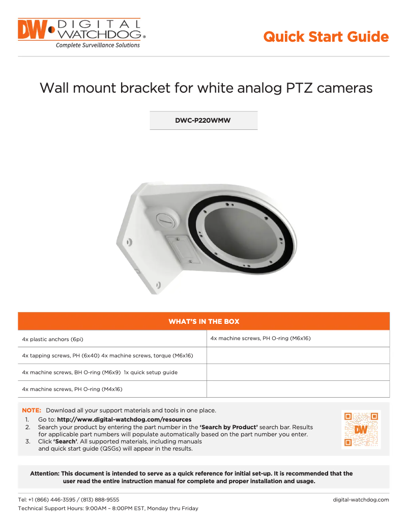 Page 1 de la notice Manuel utilisateur Digital Watchdog DWC-P220WMW