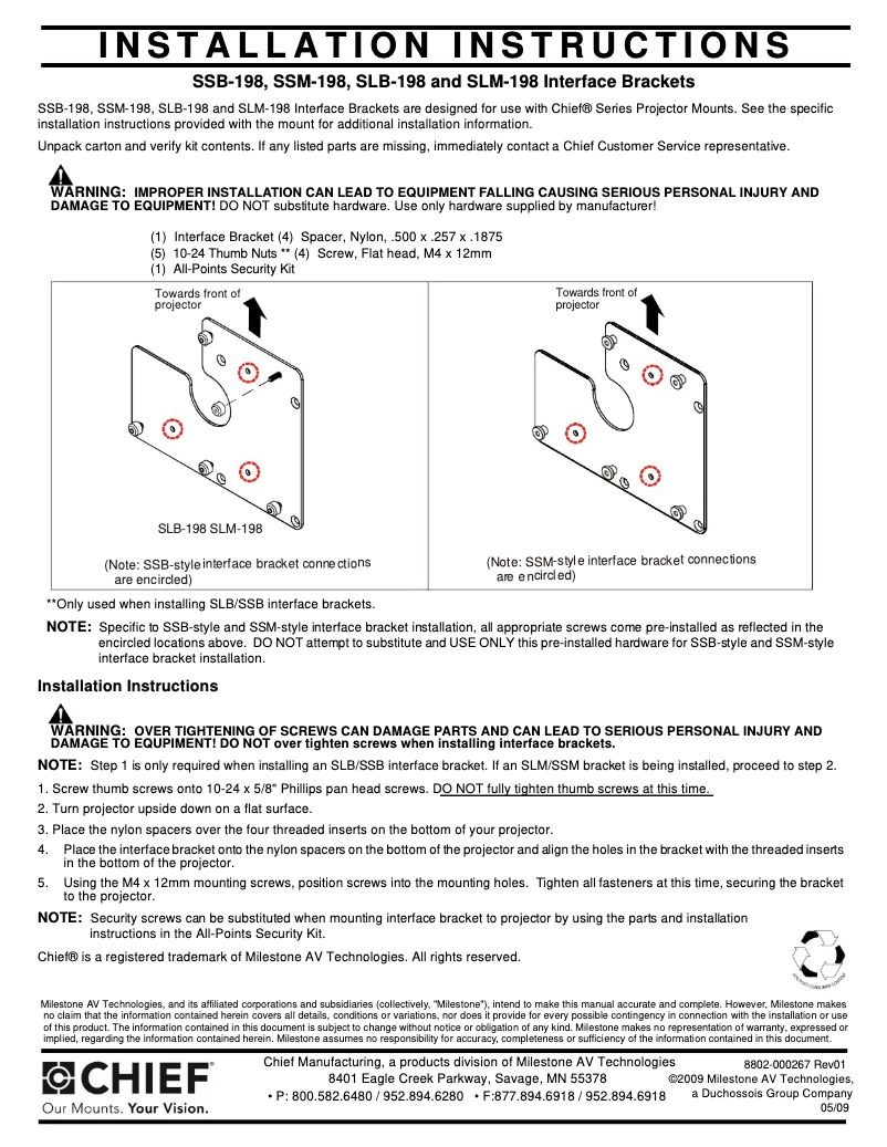 Page n°1 - Manuel utilisateur Chief RSMA198