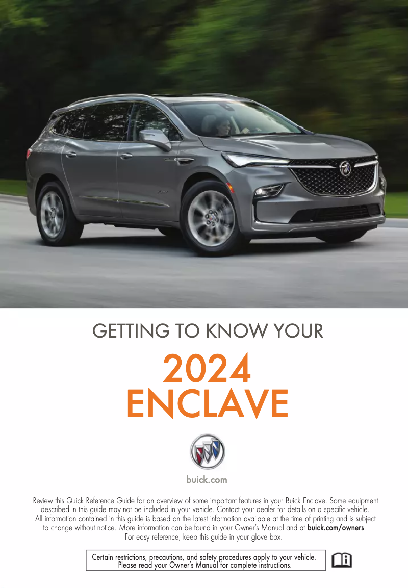 Page 1 de la notice Guide de démarrage rapide Buick Enclave (2024)