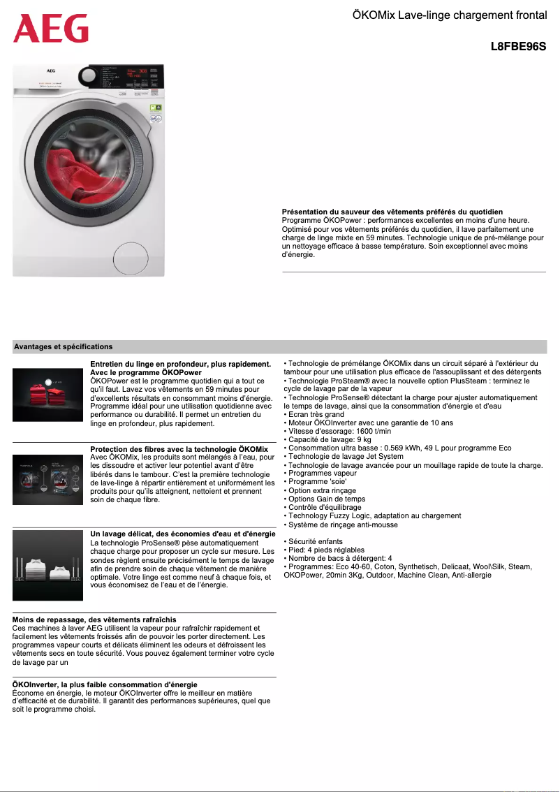 Image de la première page du manuel de l'appareil L8FBE96S