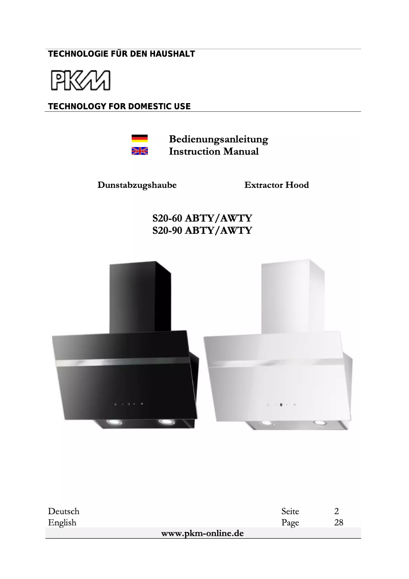 Page 1 de la notice Manuel utilisateur PKM S20-60 AWTY