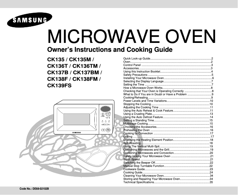 Page n°1 - Manuel utilisateur Samsung CK138F