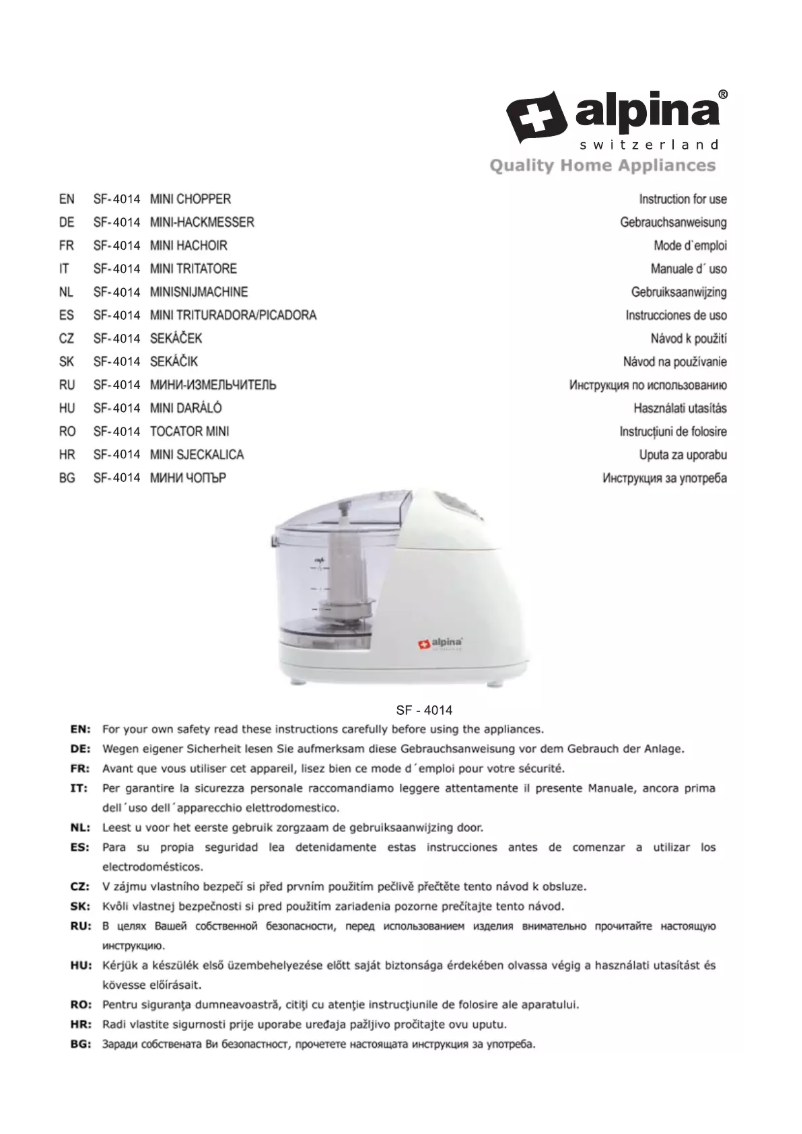 Page n°1 - Manuel utilisateur Alpina SF-4014