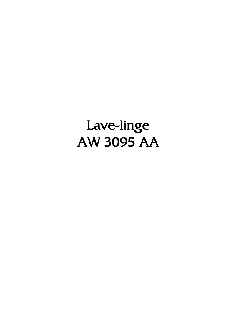 Image de la première page du manuel de l'appareil AW 3095 AA