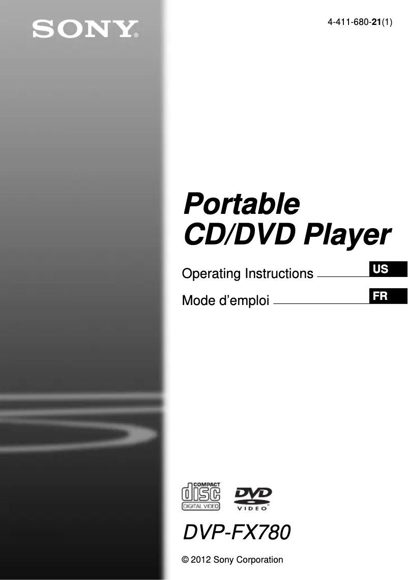 Page 1 de la notice Manuel utilisateur Sony DVP-FX780