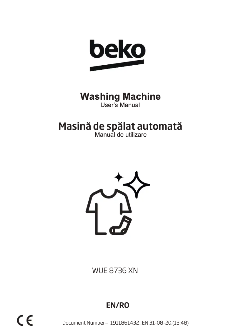 Page 1 de la notice Manuel utilisateur Beko WUE8736XN