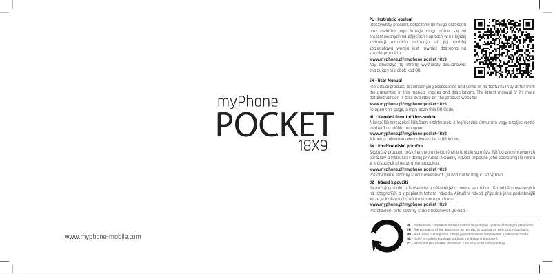 Page 1 de la notice Manuel utilisateur myPhone Pocket 18x9