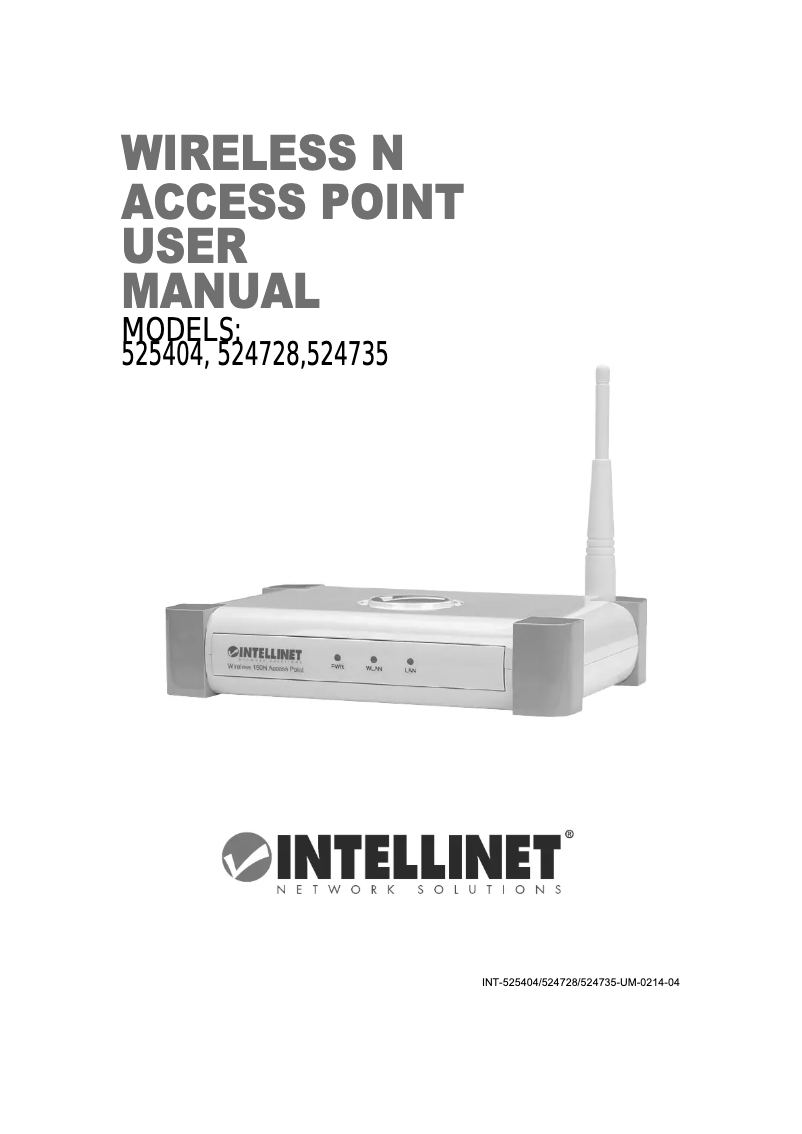 Page n°1 - Manuel utilisateur Intellinet 525404