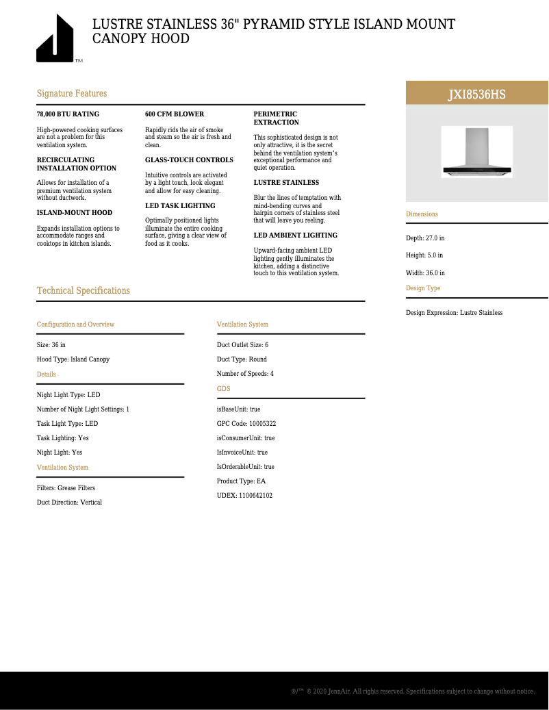 Image de la première page du manuel de l'appareil JXI8536HS