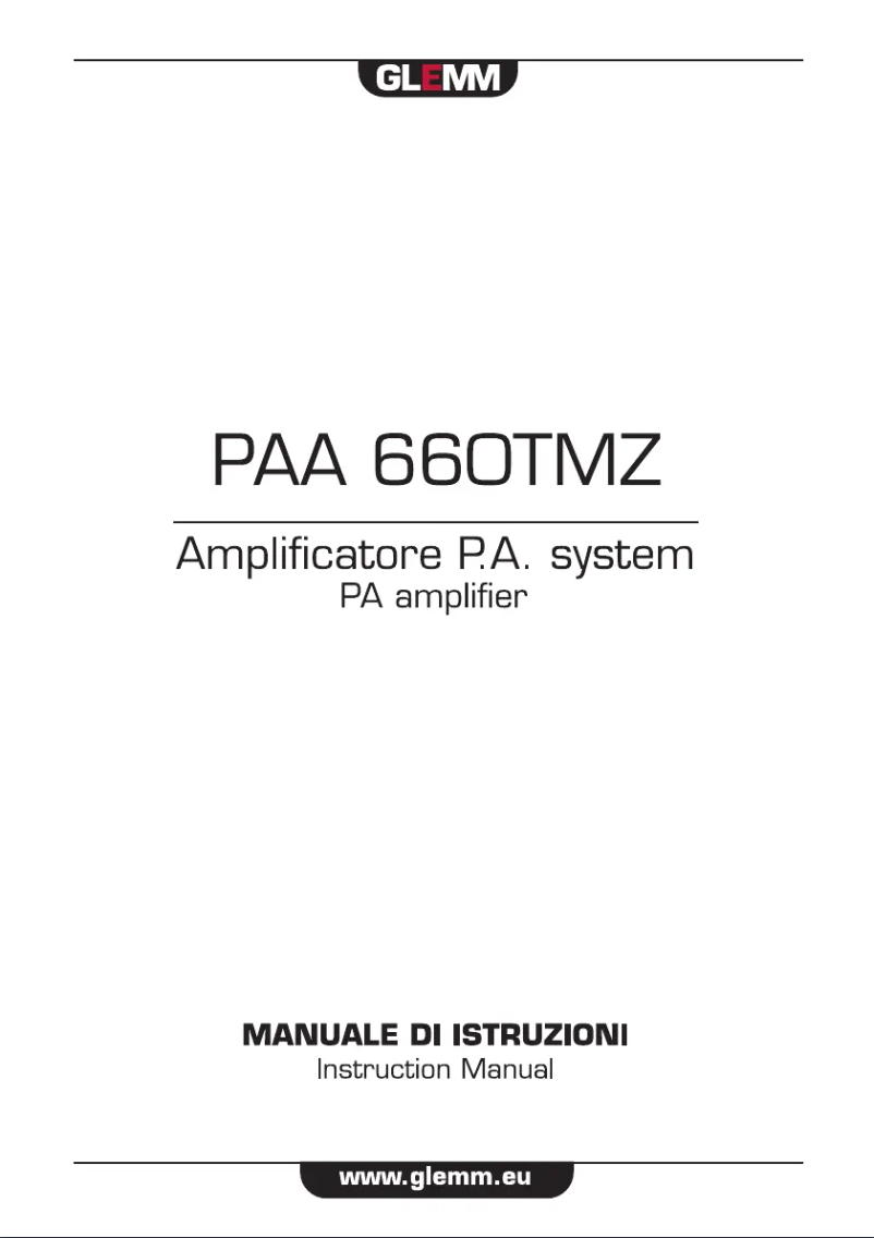 Page n°1 - Manuel utilisateur Glemm PAA 660TMZ