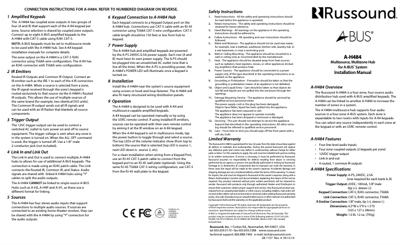 Image de la première page du manuel de l'appareil A-H484