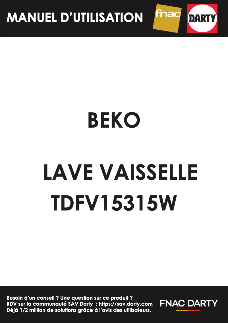 Page 1 de la notice Manuel utilisateur Beko TDFV15315W