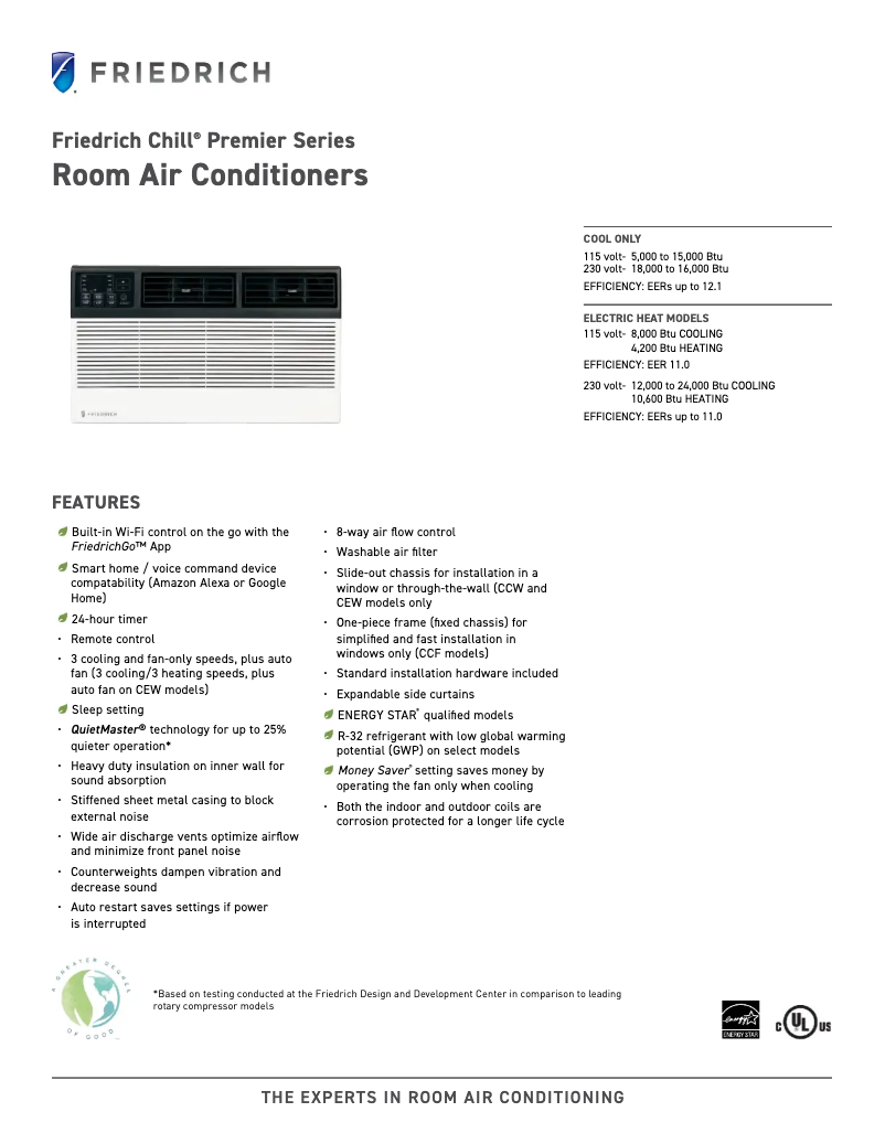 Página 1 del manual Ficha técnica Friedrich Chill Premier CCW15B10B