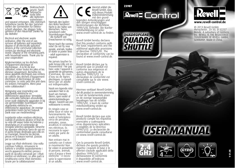 Page n°1 - Manuel utilisateur Revell Quadro Shuttle