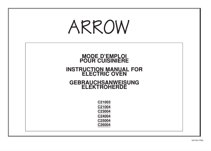 Page 1 de la notice Manuel utilisateur Arrow C21004