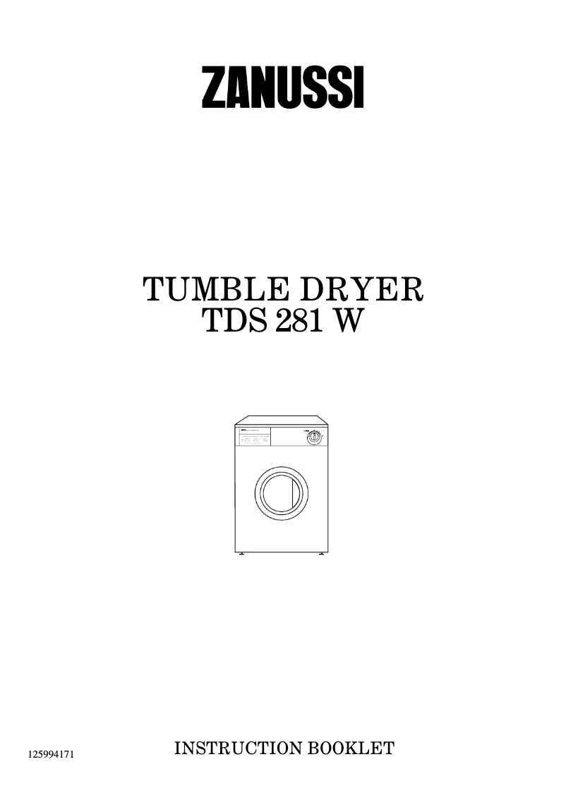 Page 1 de la notice Manuel utilisateur Zanussi TDS 281 W