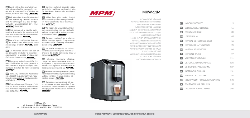 Image de la première page du manuel de l'appareil MKW-11M