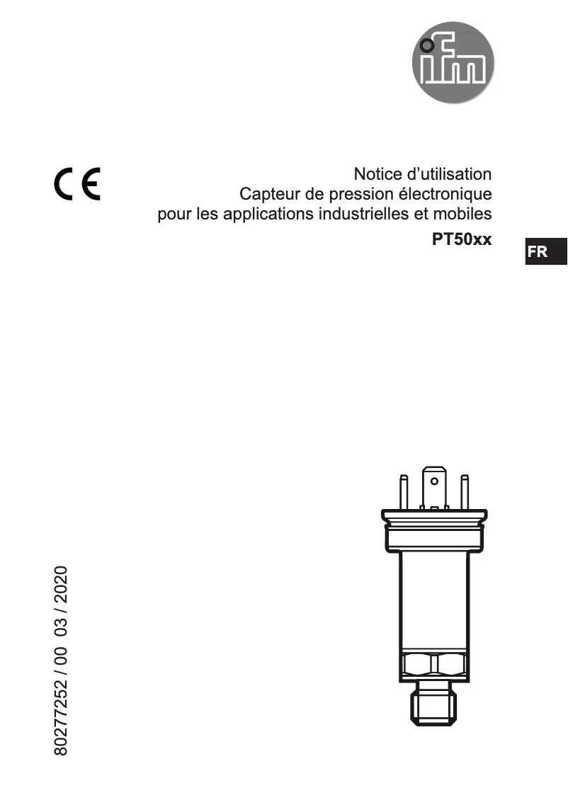 Page 1 de la notice Manuel utilisateur IFM PT5003