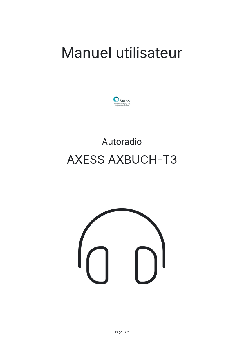 Page n°1 - Manuel utilisateur AXESS AXBUCH-T3