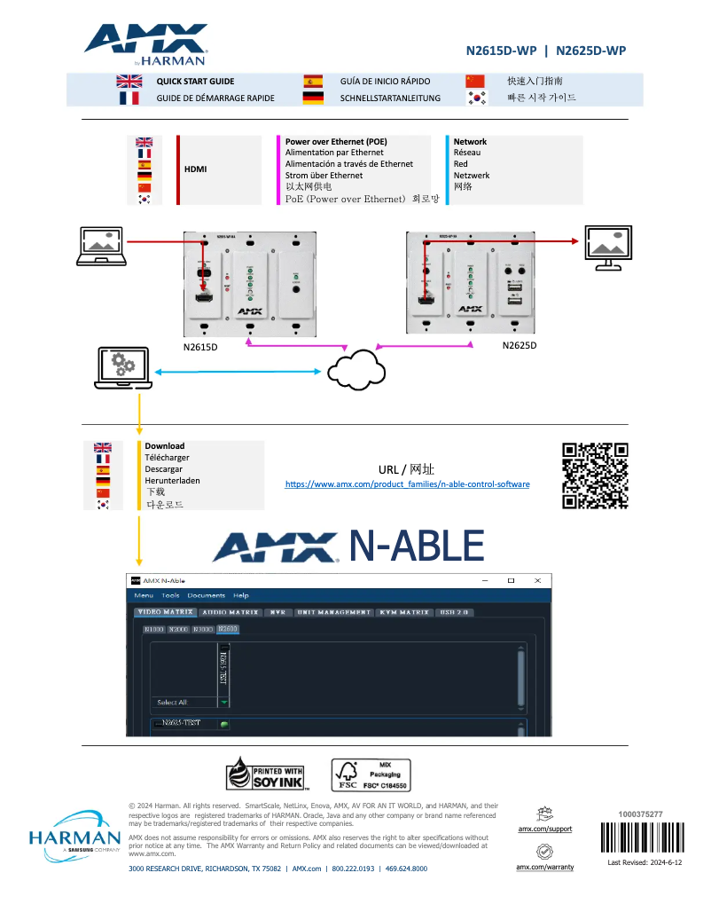 Page 1 de la notice Guide de démarrage rapide AMX NMX-DEC-N2625D-WP