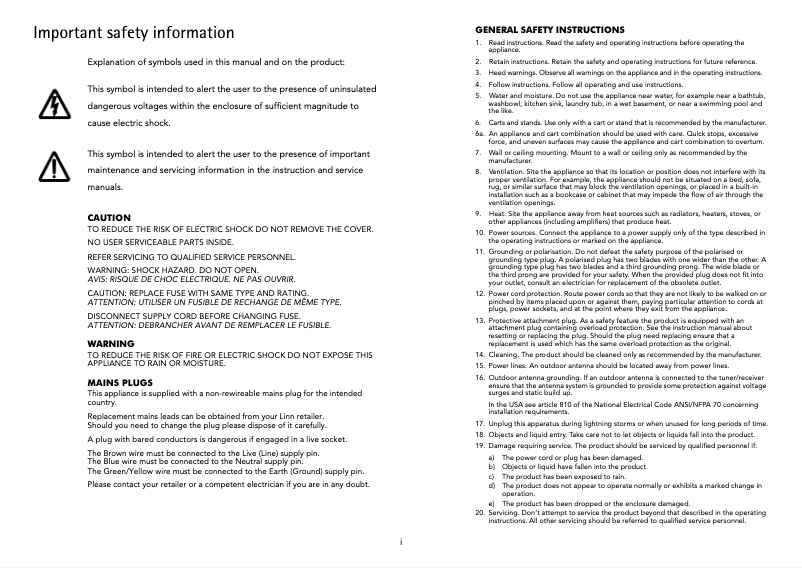 Page 1 de la notice Manuel utilisateur Linn Pekin