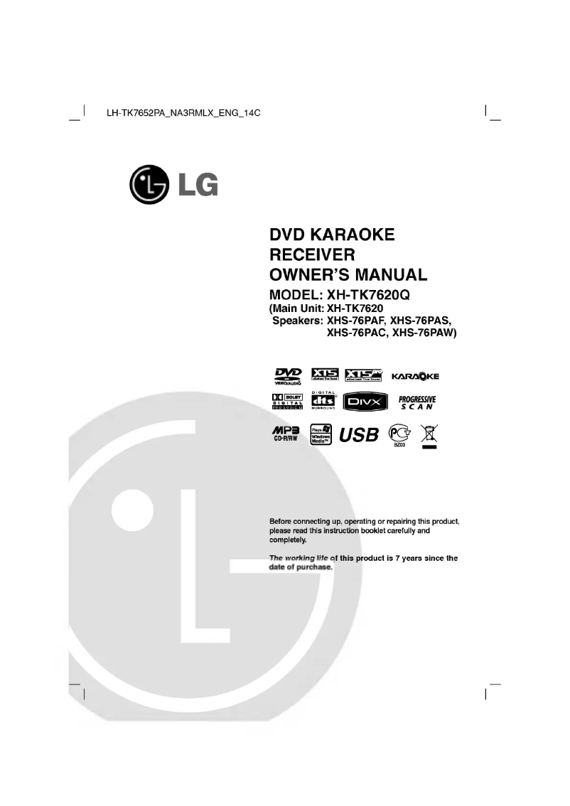 Page n°1 - Manuel utilisateur LG XH-TK7620Q