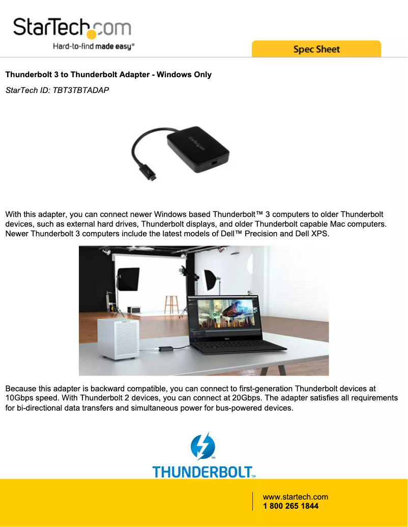 Page n°1 - Brochure StarTech.com TBT3TBTADAP