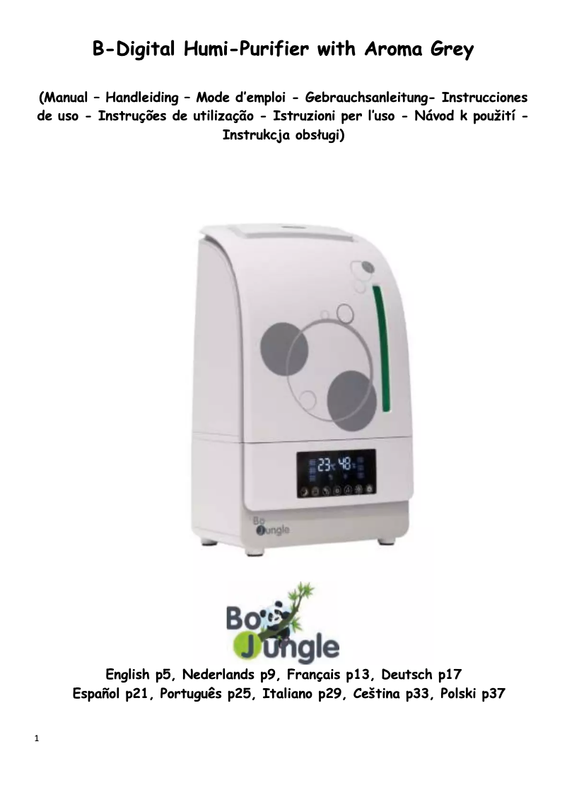 Image de la première page du manuel de l'appareil B-Digital Humi-Purifier with Aroma