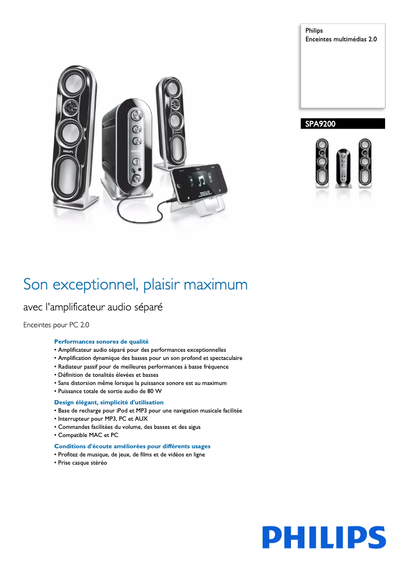 Image de la première page du manuel de l'appareil SPA9200