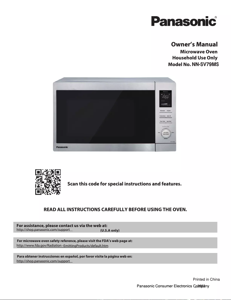 Page n°1 - Manuel utilisateur Panasonic NN-SV79MS