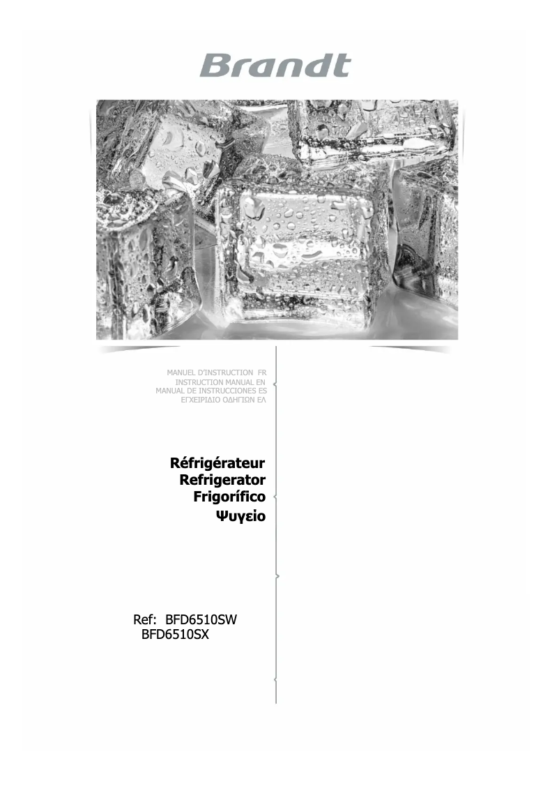 Page 1 de la notice Manuel utilisateur Brandt BFD6510SW