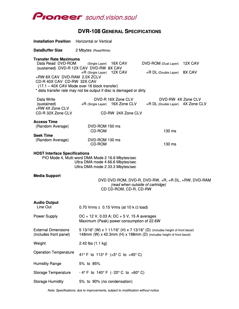 Image de la première page du manuel de l'appareil DVR-108