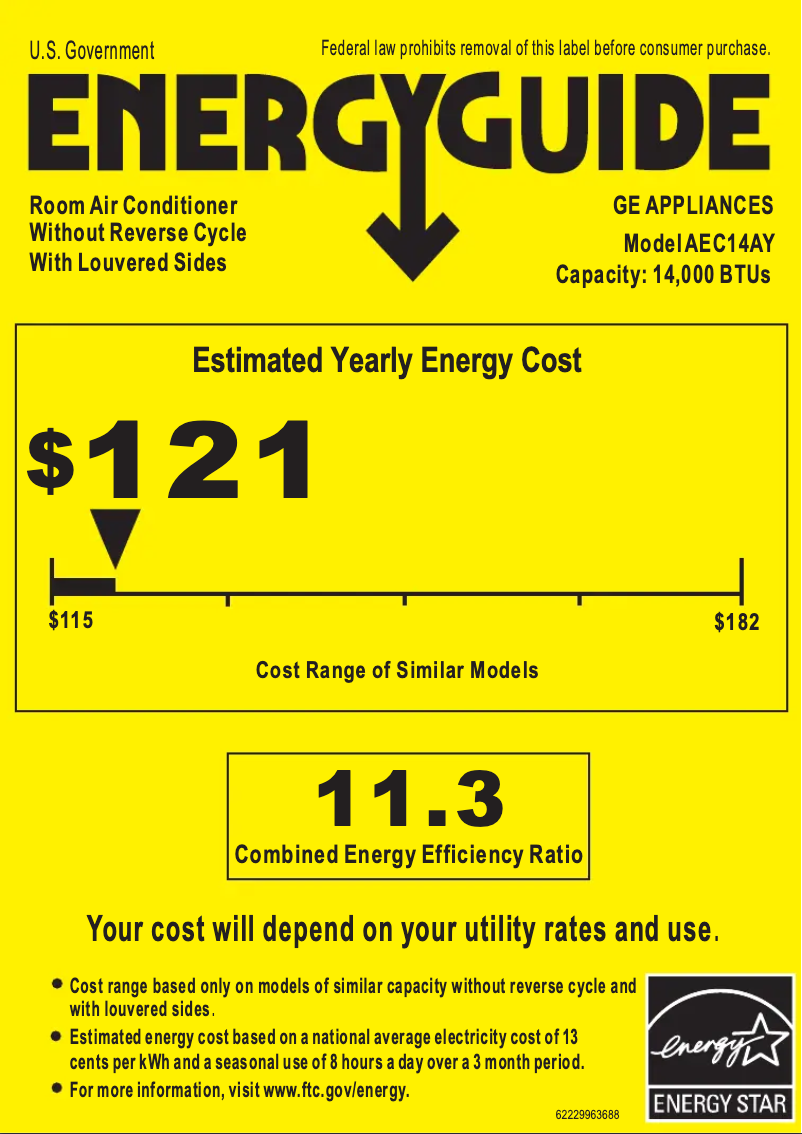 Page n°1 - Label énergétique GE AEC14AY