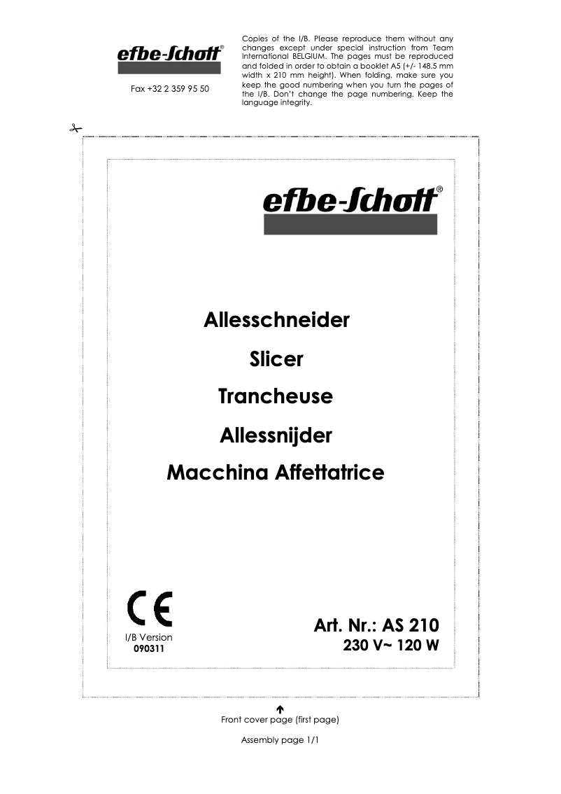 Image de la première page du manuel de l'appareil AS 210