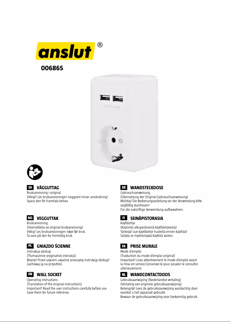 Page n°1 - Manuel utilisateur Anslut 006865