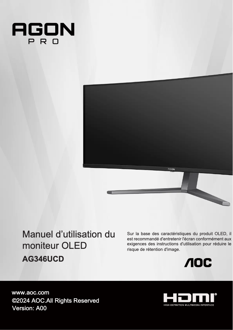 Page n°1 - Manuel utilisateur AOC AGON Pro AG346UCD