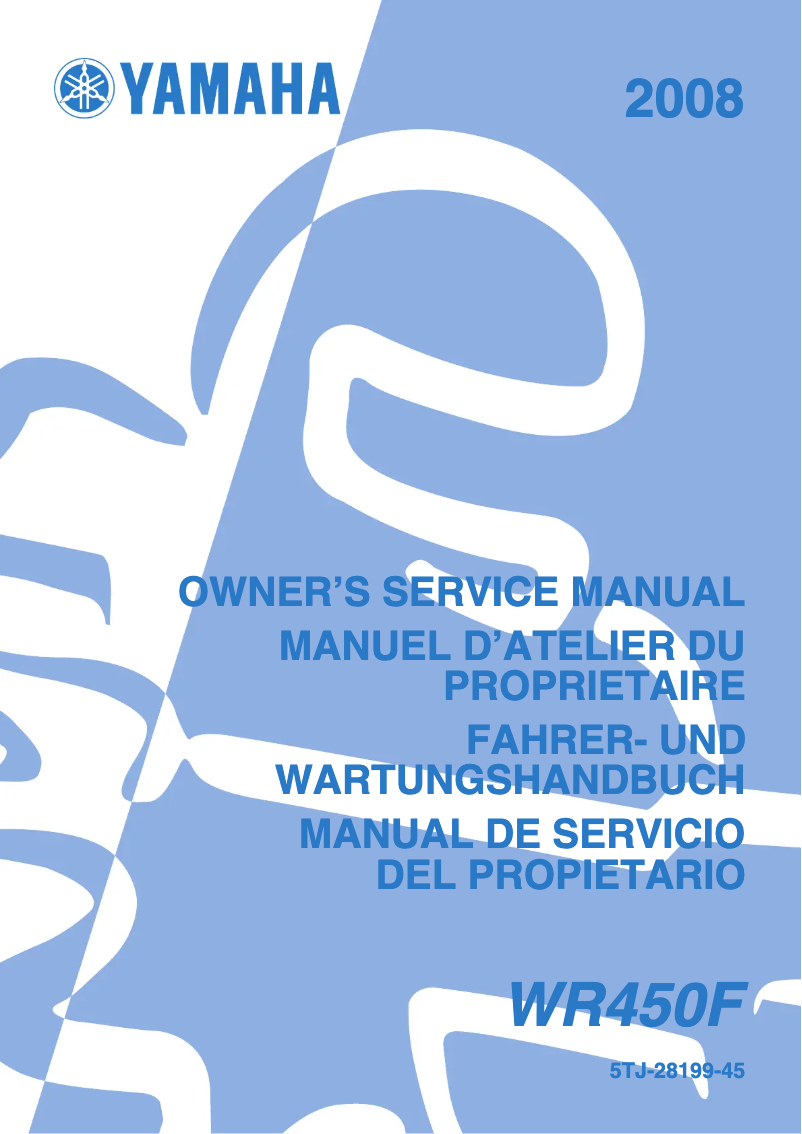 Imagen de la primera página del manual del dispositivo WR450F (2008)