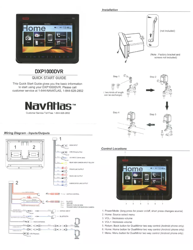 Page 1 de la notice Manuel utilisateur NavAtlas DXP1000DVR