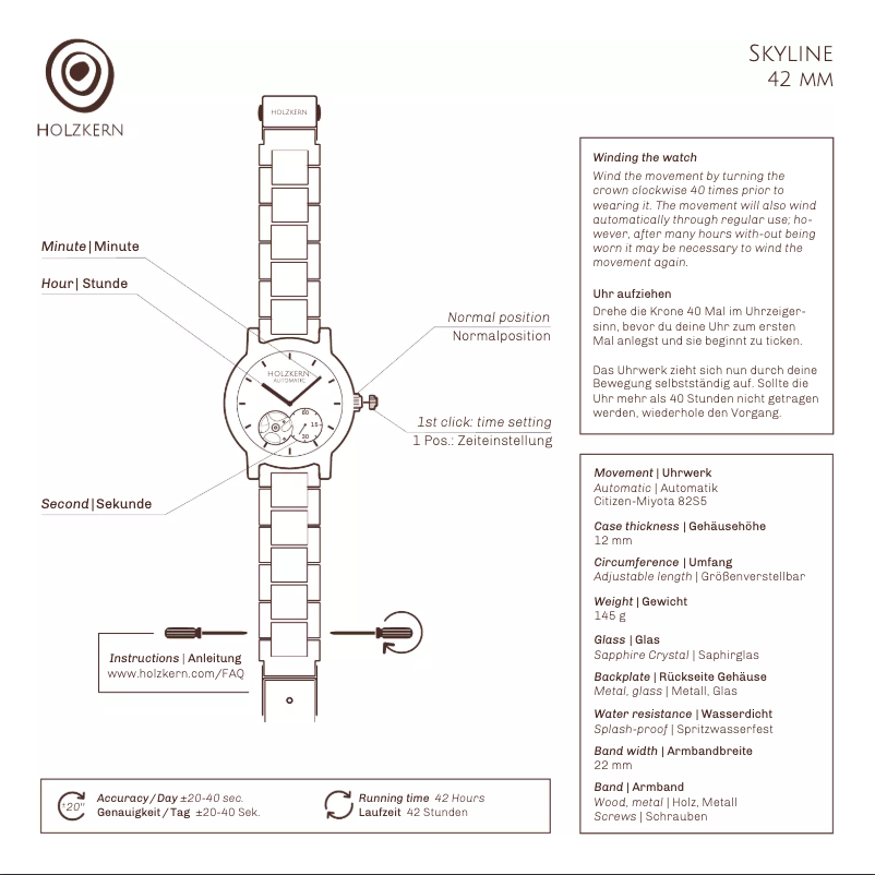 Page 1 de la notice Manuel utilisateur Holzkern Dubai