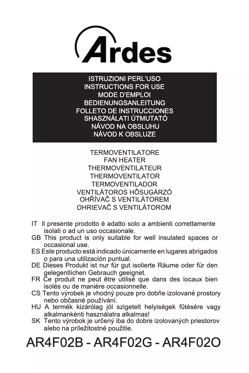 Page 1 de la notice Manuel utilisateur Ardes AR4F02G