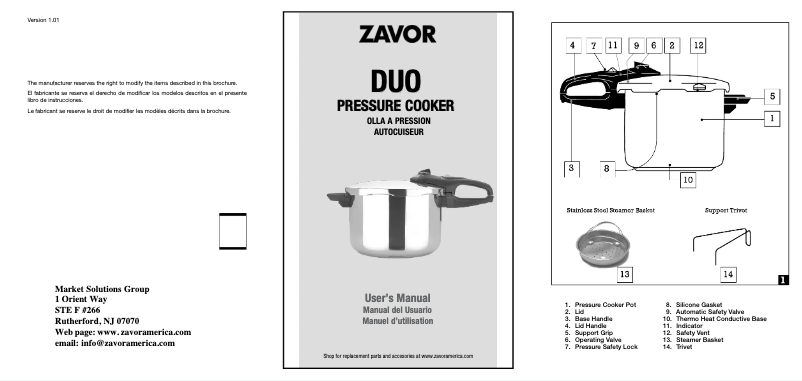 Page n°1 - Manuel utilisateur Zavor Duo ZCWDU02