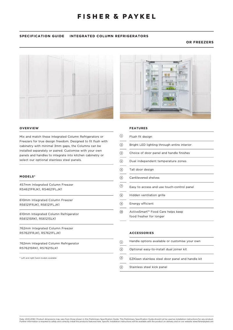 Page n°1 - Fiche technique Fisher & Paykel RS4621FRJK3