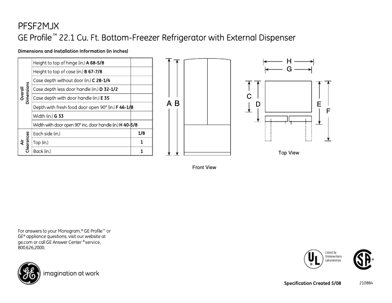 Image de la première page du manuel de l'appareil PFSF2MJXWW