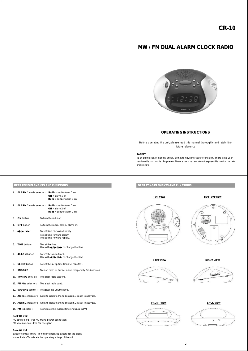 Image de la première page du manuel de l'appareil CR-10