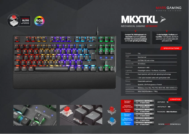 Page n°1 - Fiche technique Mars Gaming MKXTKL